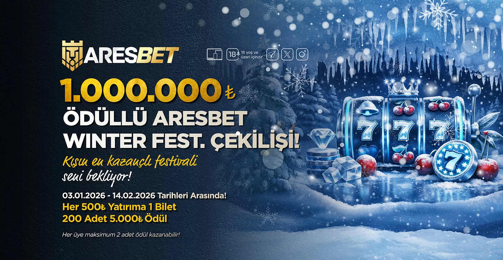 1.000.000₺ ÖDÜLLÜ ARESBET WINTER FEST. ÇEKILIŞI!