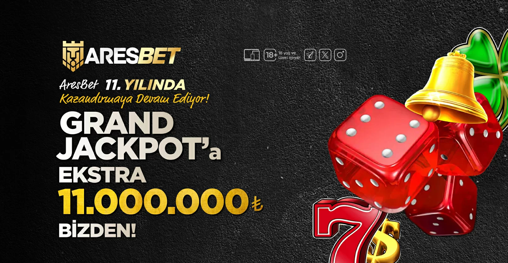 ARESBET'TE KAZANCIN SINIRLARINI ZORLUYORUZ: GRAND JACKPOT’A EKSTRA 11.000.000 TL BIZDEN!